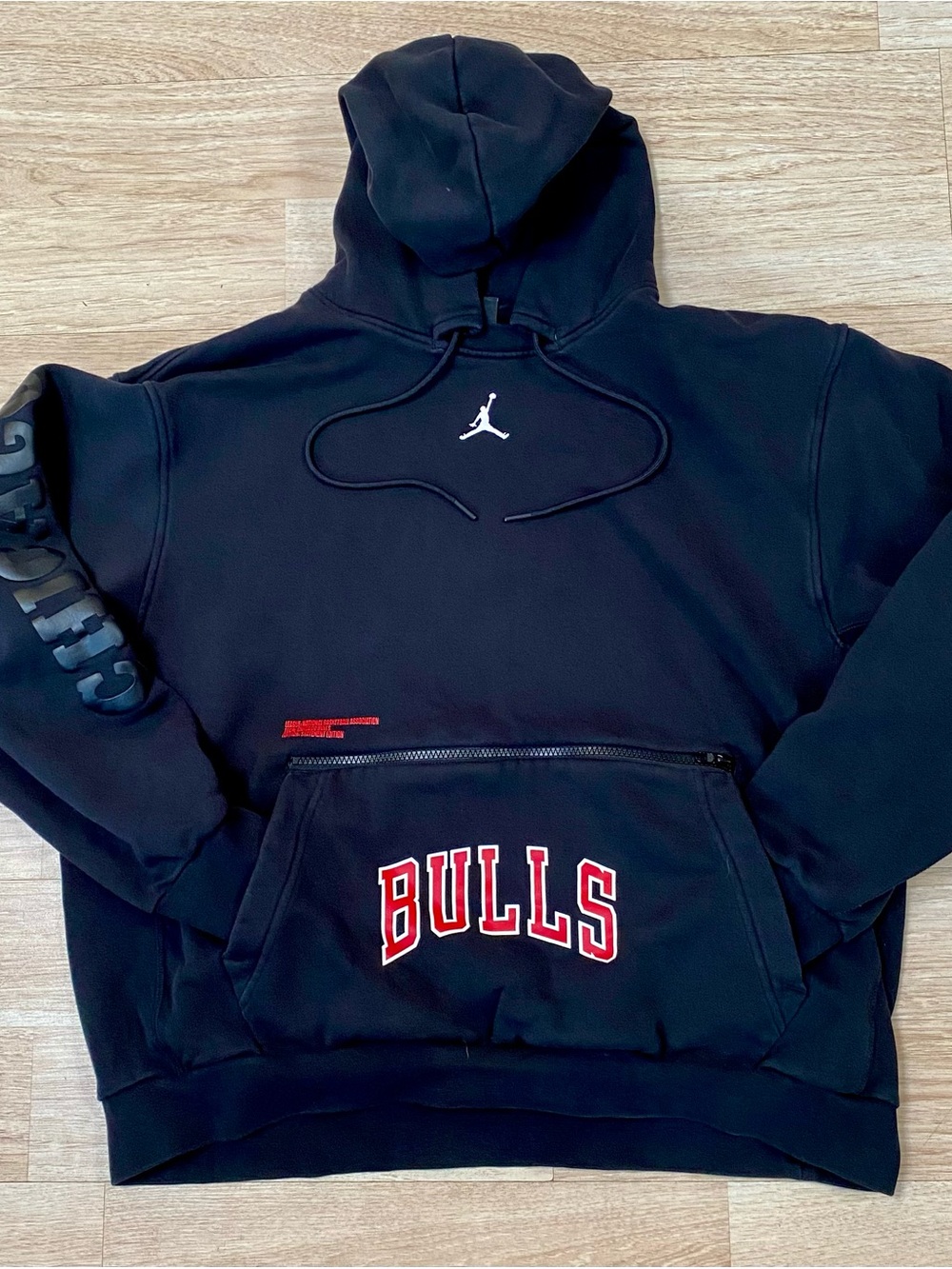 Jordan Chicago Bulls Hoodie Mens L Black Courtside Statement Pullover Sweatshirt
